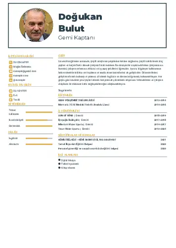 Gemi Kaptanı CV Örnekleri cv indir